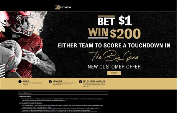 BetMGM Promo: Bet $10, Win $200 if a Touchdown Is Scored in the Super Bowl!