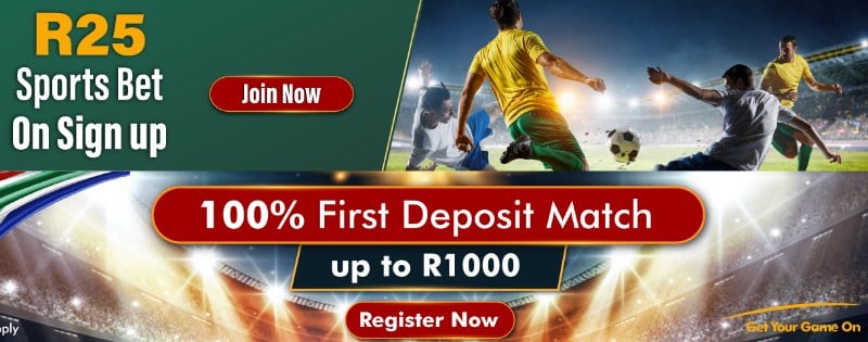 Get a R25 Free Bet on your 1st deposit match. Get your Game On & win big! -  Gbets