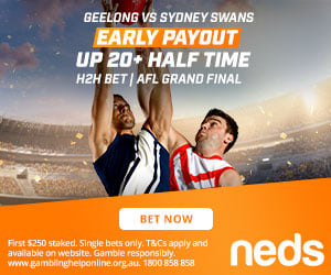 AFL Grand Final Payout: Get paid out if your team lead by 20 or more points  at half-time