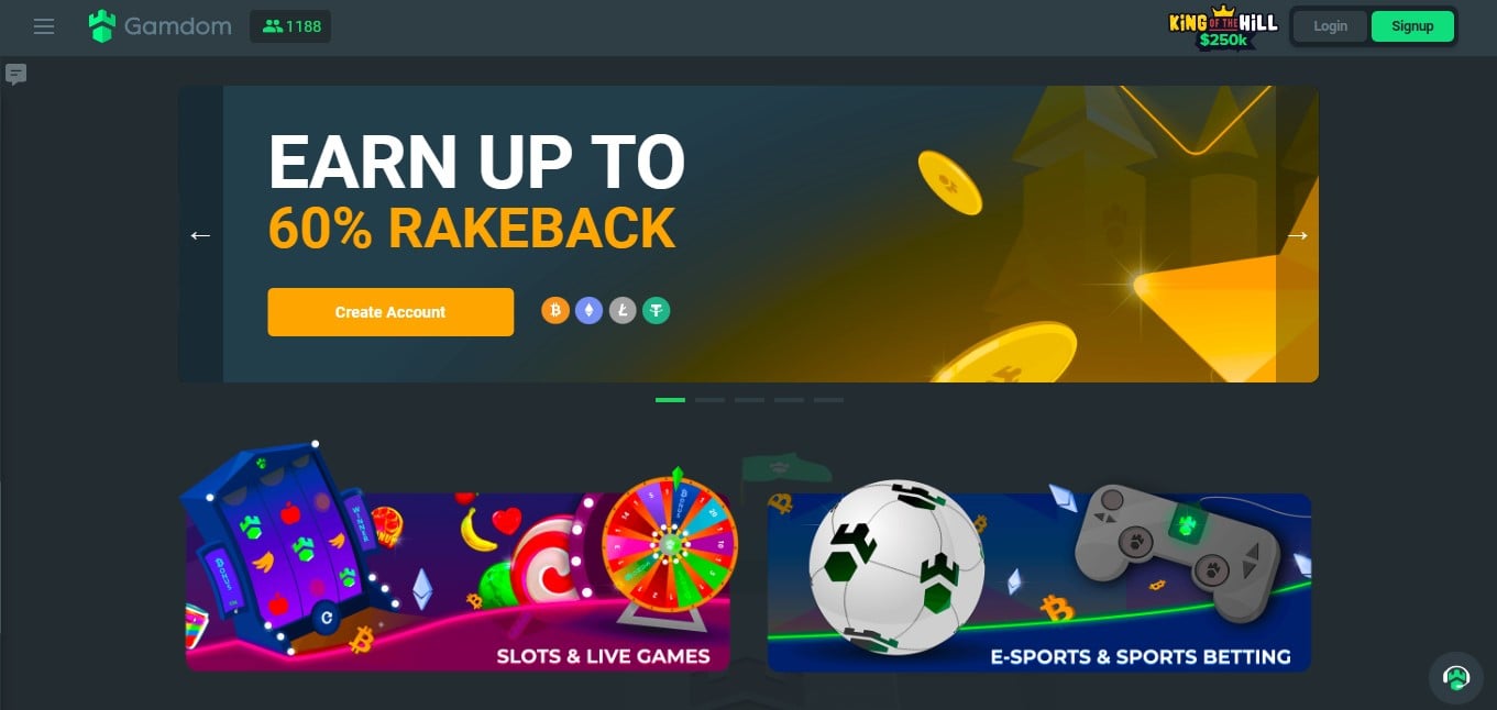 Gamdom Casino (2023) Bonus up to 15% of Rackeback - Bethap