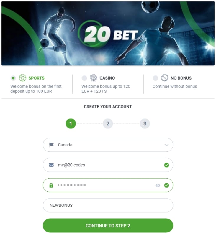 20Bet register