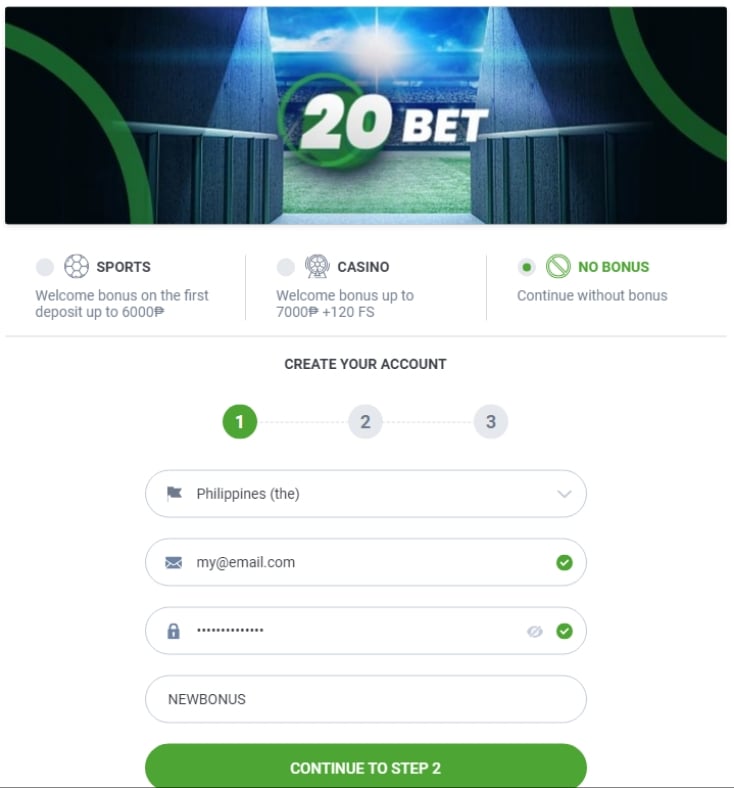 20Bet Philippines Bonus Code