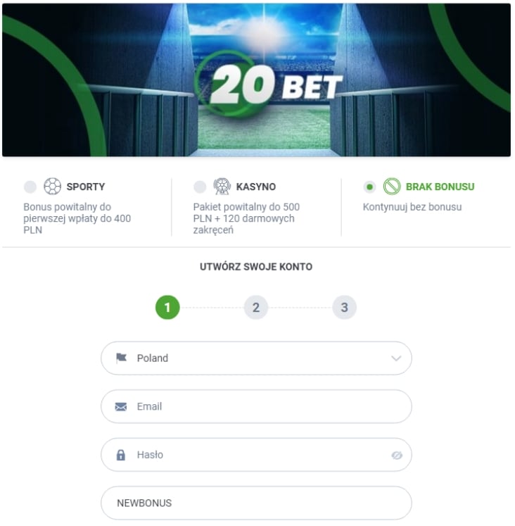 20Bet Poland Welcome Bonus