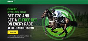 Unibet Cheltenham Offer | Bet £20 and Get 28 free Festival bets