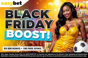 Easybet Black Friday Boost - Get a 25% Deposit Match up to R5 000 + 100 Free Spins