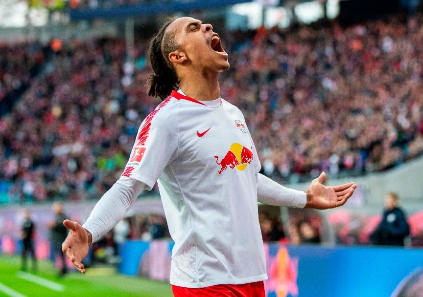 Yussuf Poulsen celebrate