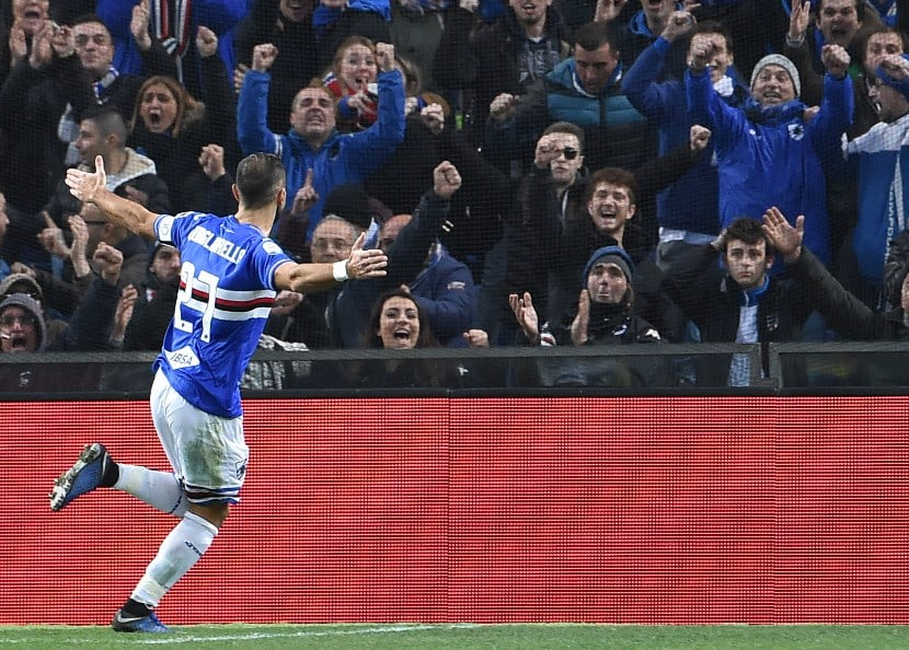 fabio quagliarella sampdoria celebrates