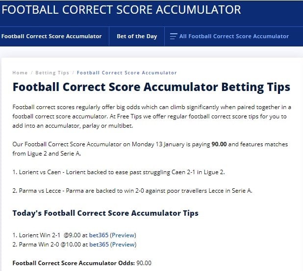 football correct score accumulator